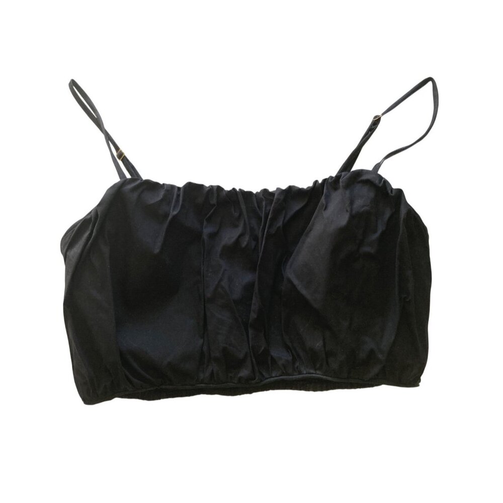 Show Me Your MUMU Black Ruffle Cotton Bra Top Large